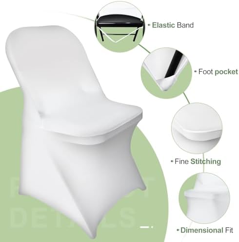 EMART 10pcs Folding Chair Covers White