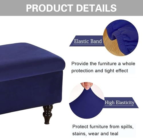 Velvet Stretch Ottoman Slipcover for Bedroom - Small