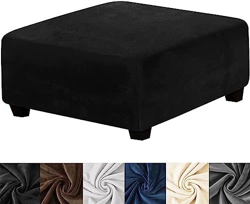 HFCNMY Square Ottoman Cover Black Medium
