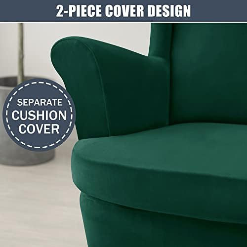 CONRUSER Stretch Wingback Chair Covers Green