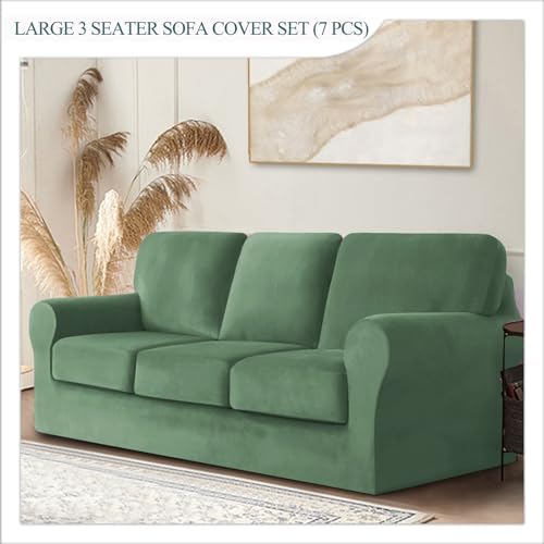 7 Piece Stretch Velvet Ektorp Sofa Covers Set 1