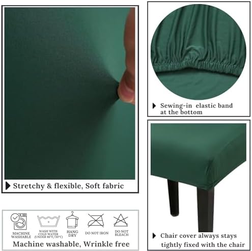 DLMWELL Stretchable Dining Chair Covers Set of 4 Dark Green