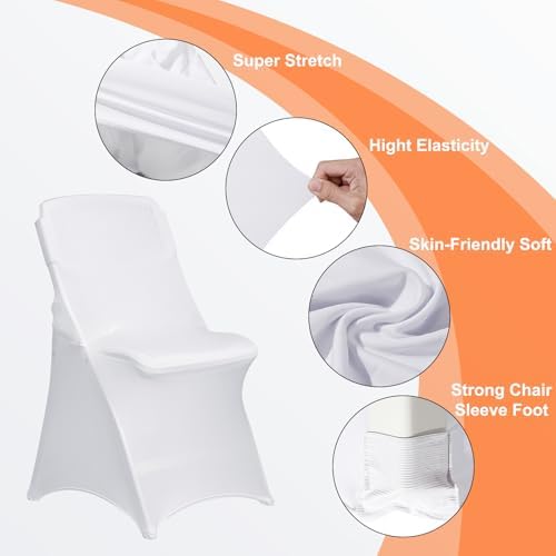 30 Pack White Folding Chair Covers for Parties and Weddings 1