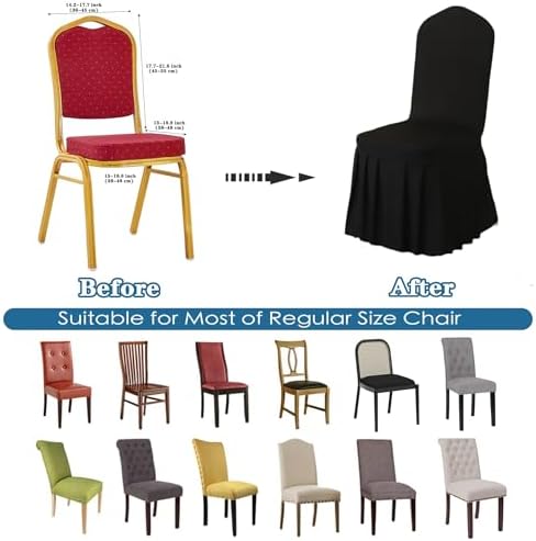 Dining Chair Covers with Skirt Set of 4 Black