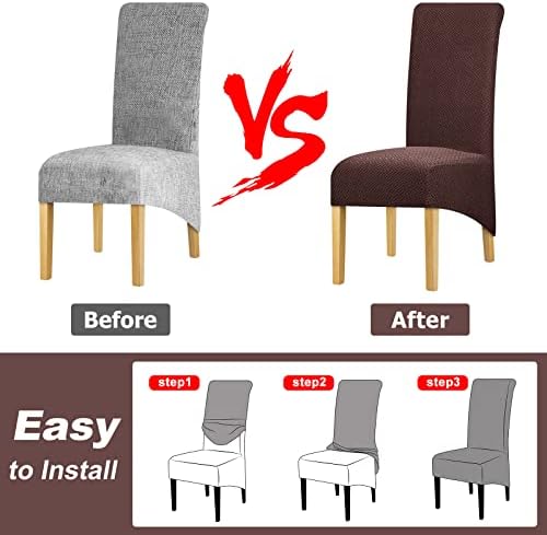 Lellen XL Stretch Chair Covers Set of 4 Brown 1
