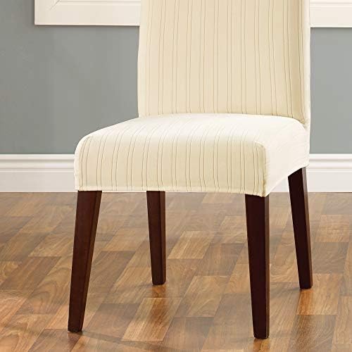 SureFit Stretch Pinstripe Dining Chair Slipcover Cream