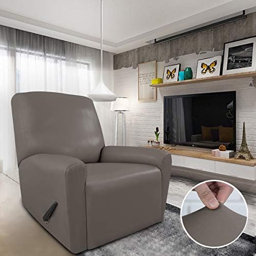 Easy-Going PU Leather Recliner Slipcovers 4 Piece Waterproof Stretch Furniture Covers