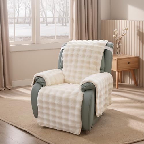 TOPCHANCES Thick Plush Rabbit Recliner Chair Cover