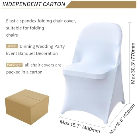 30 Pcs White Folding Chair Covers for Events and Parties