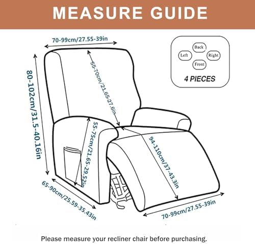 Eco-Ancheng 4-Piece Recliner Chair Covers with Storage Pockets 1