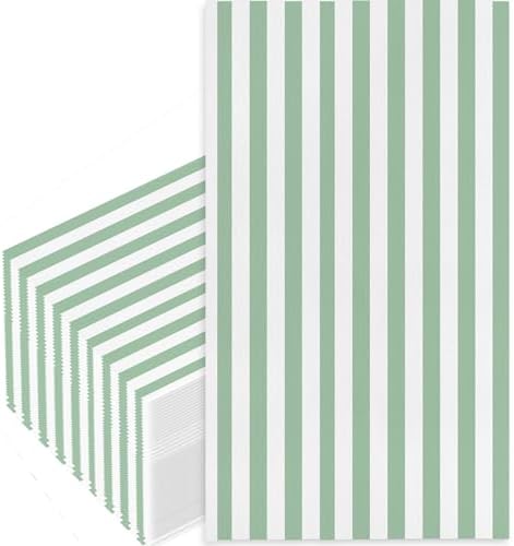 Stxys 100ct Sage Green Striped Napkins 1
