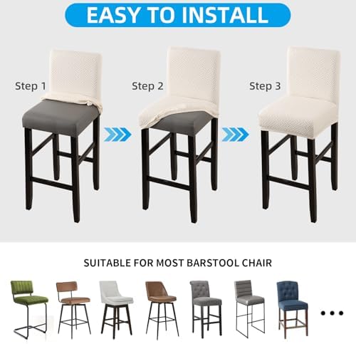 Waterproof Bar Stool Covers 4 Pack T-Beige 1