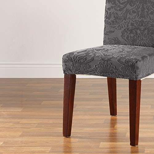 SureFit Stretch Jacquard Dining Chair Cover Gray