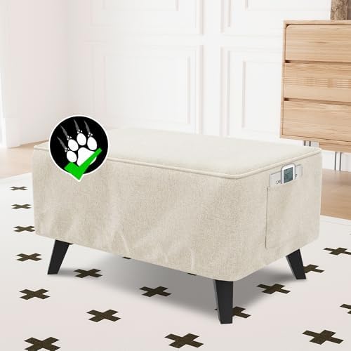 HVERSAILTEX Ottoman Cover Stool Protector Slipcover Heather Ivory