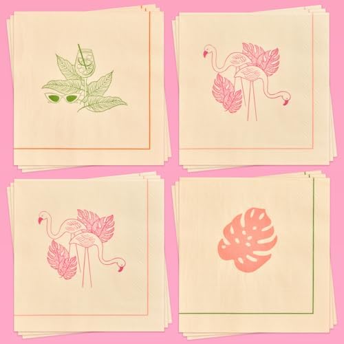 Xo Fetti Beige Tropical Napkins - 3-Ply 24 Pack