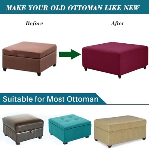 ANWUCHEN Velvet Ottoman Slipcover - X-Large Red
