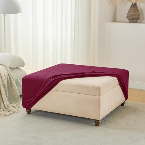 ANWUCHEN Velvet Ottoman Slipcover - X-Large Red