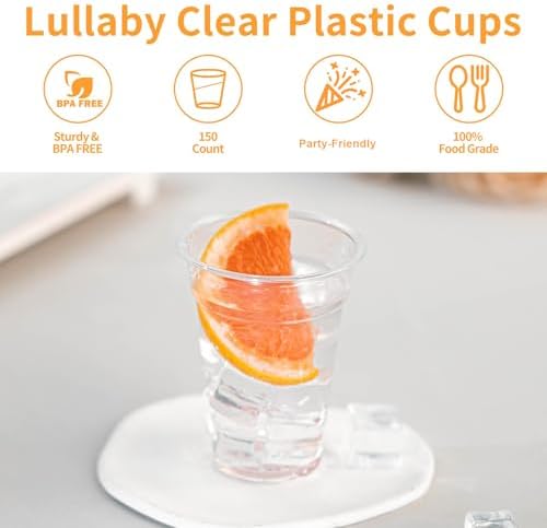 Lullaby 150PCS 9oz Clear Plastic Cups for Parties and Daily Use