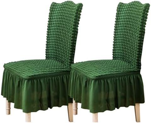Qubjus Dining Chair Covers Set of 2 with Skirt Green