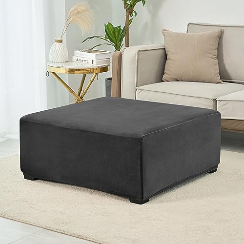 HFCNMY Square Ottoman Cover Black Medium