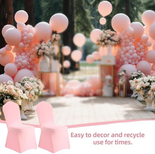 Yahpetes Pink Polyester Spandex Chair Covers 2 Pcs