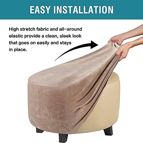 Velvet Stretch Ottoman Slipcover for Living Room
