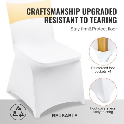 VEVOR Stretch Spandex Chair Covers 30 Set Gold White 1