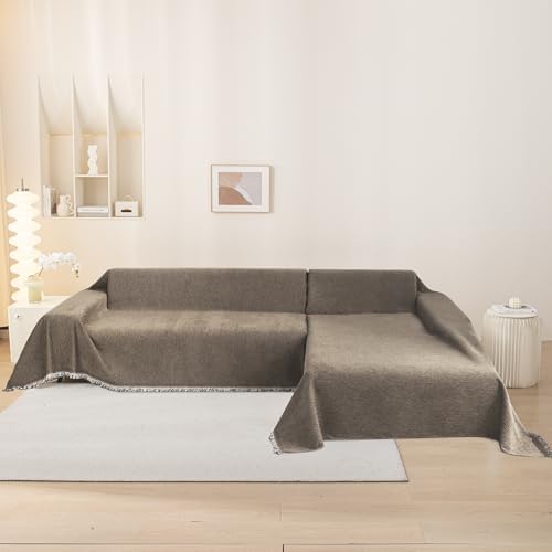 MEETSKY Chenille Sofa Cover for 2 Cushion L Shape Sofa