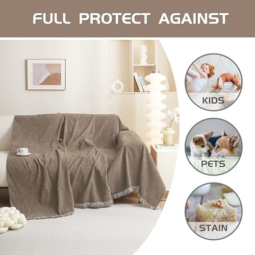 MEETSKY Chenille Sofa Cover for 2 Cushion L Shape Sofa