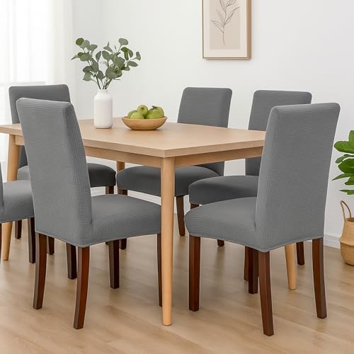 Light Grey Dining Chair Slipcover Set of 4 1