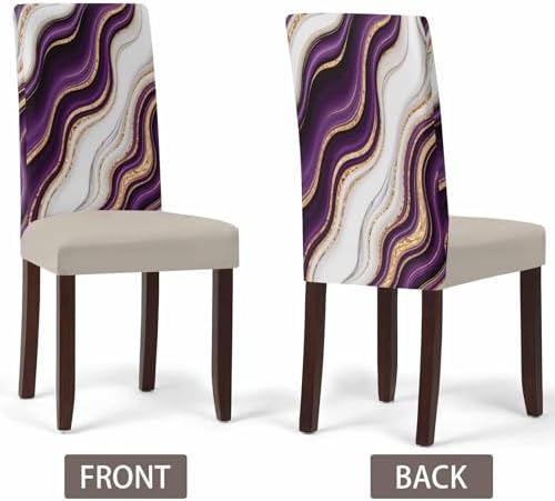 4 Pcs Stretch Spandex Dining Chair Covers with Abstract Geometric Stripes