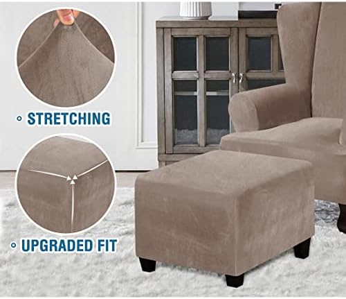 Square Ottoman Slipcover Stretch Velvet