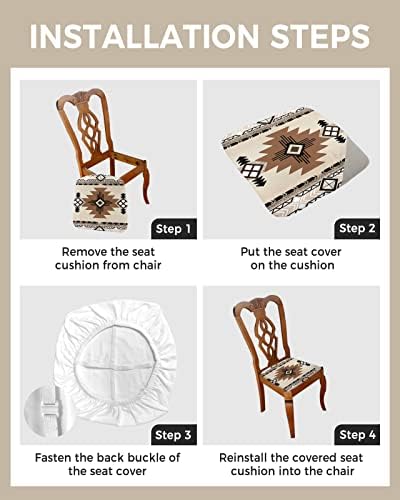 Boho Western Chair Seat Covers Set of 4 for Dining Room