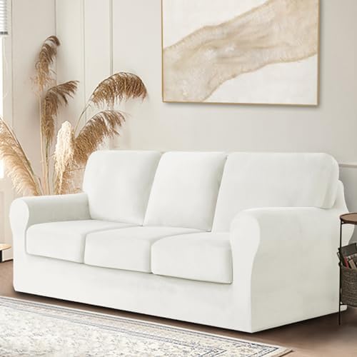 7 Piece Velvet Stretch Sofa Slipcover Set for 3 Cushion Couch