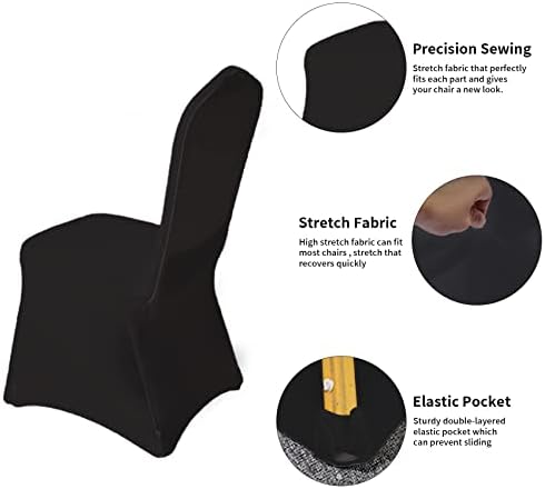 20 Pcs Black Washable Removable Dining Chair Covers