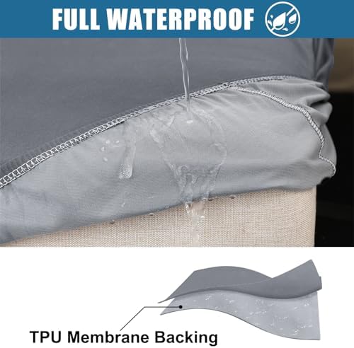Smiry Waterproof Couch Cushion Covers 3 Pack Dark Grey
