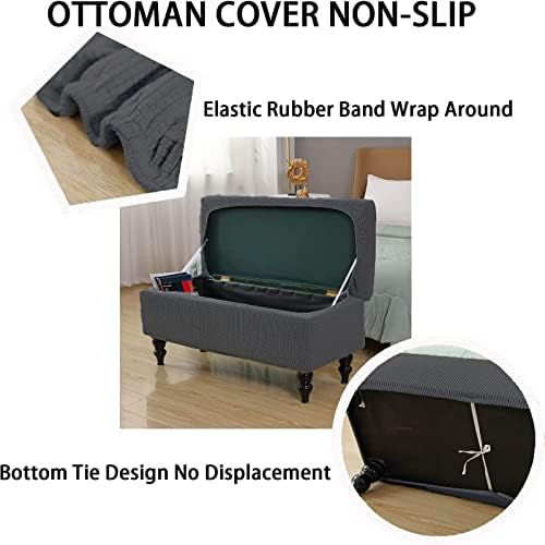 Jacquard Stretch Folding Ottoman Cover with Lid