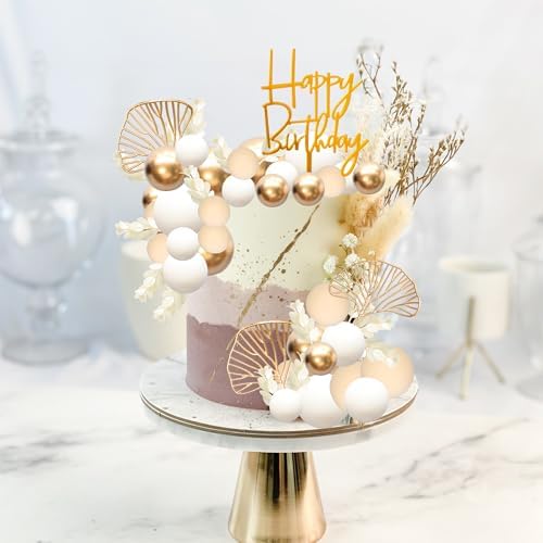 Gyufise 57Pcs Khaki Boho Grass Cake Topper Decorations