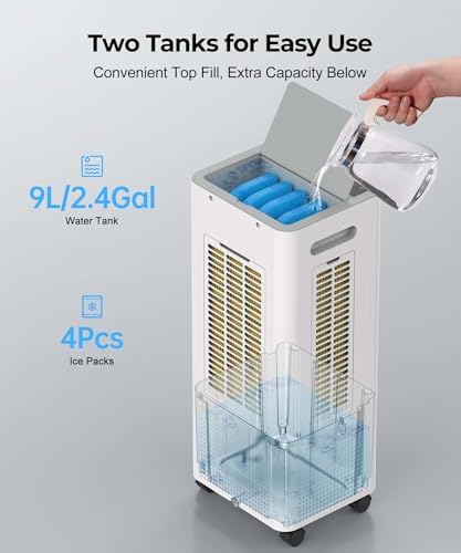 PNTCK Portable Air Cooler with 19ft Remote and 21Gal Tank