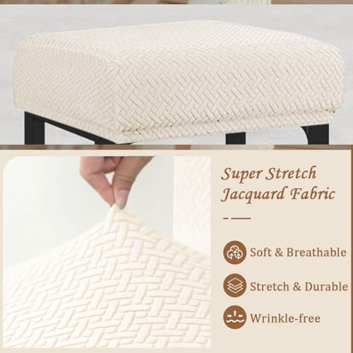 Levoberg Rectangle Bar Stool Slipcover Set of 2 Beige 1