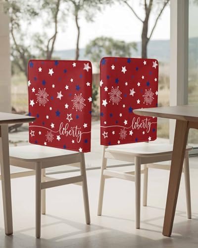 Independence Day Chair Back Covers Set of 4 Red American Flag Fireworks