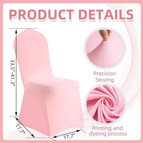 Yahpetes Pink Polyester Spandex Chair Covers 2 Pcs