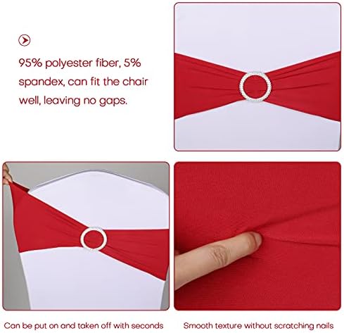 100PCS Red Stretch Chair Bows and Sashes for Wedding Parties