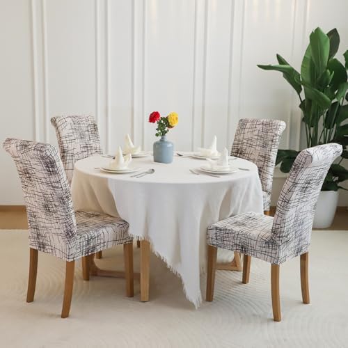 FORCHEER Dining Chair Covers Set of 6 with Geometric Print 1