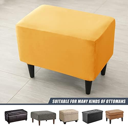 CONRUSER Velvet Ottoman Cover for Living Room Stool