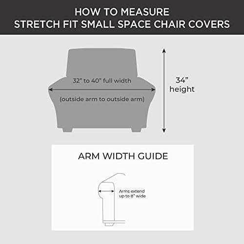SureFit Stretch Jacquard Damask Box Cushion Chair Slipcover Form Fit Gray