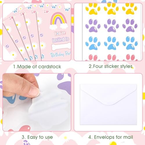 Marspark 30 Pack Birthday Invitations with Envelope and Stickers