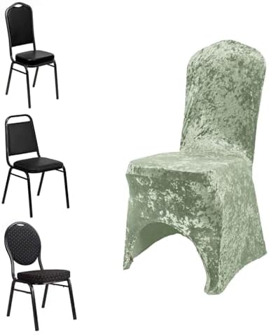 Sage Green Crushed Velvet Spandex Chair Cover with Foot Pockets