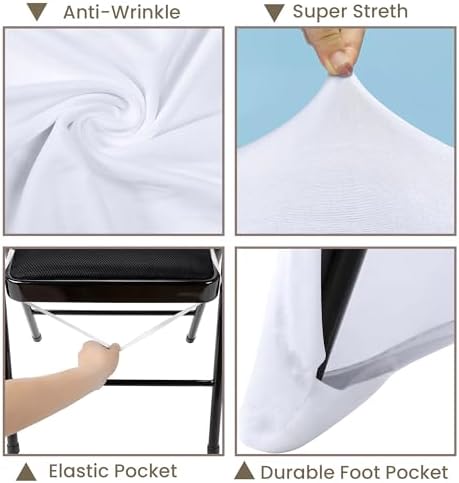 WASIRL Folding Chair Covers White Stretch Spandex