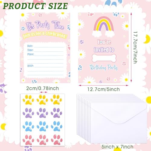 Marspark 30 Pack Birthday Invitations with Envelope and Stickers